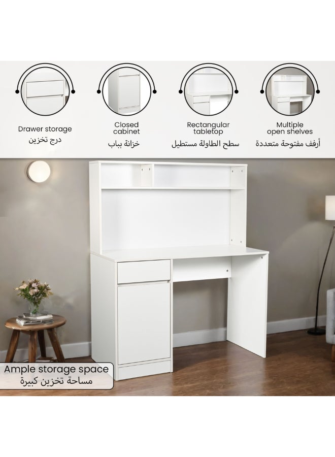 ميكاسا CD-23102 طاولة كمبيوتر بأدراج متينة عالية الجودة أبيض 135 x 50 x 110 سم - Image 3